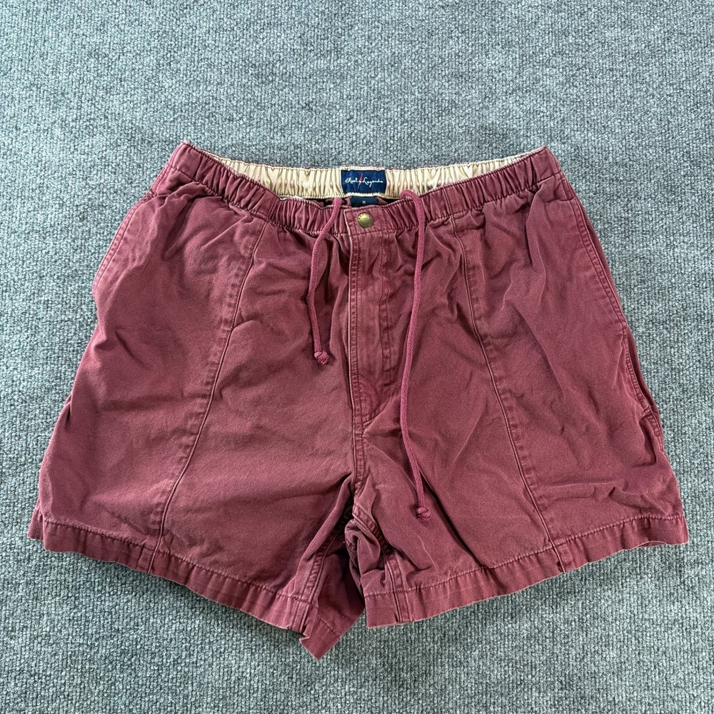 Reel Legends Mens Burgundy Cotton Elastic Waist Fishing Shorts Size M Burgundy